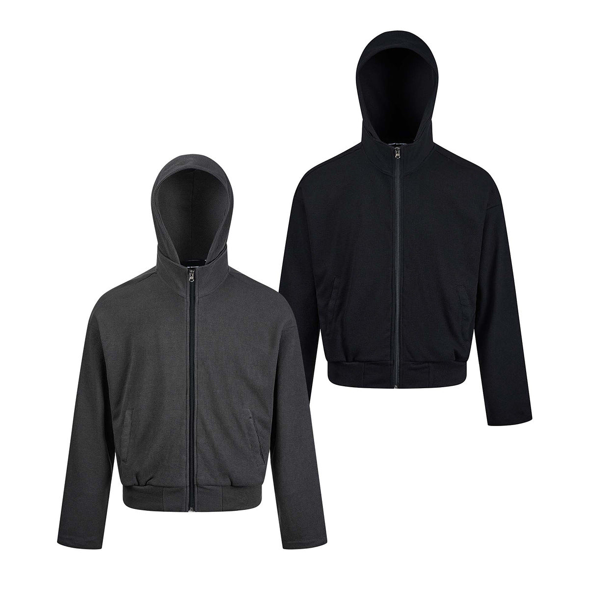 Sweat à capuche zippé boxy – Veste à capuche intégralement zippée en maille gaufrée