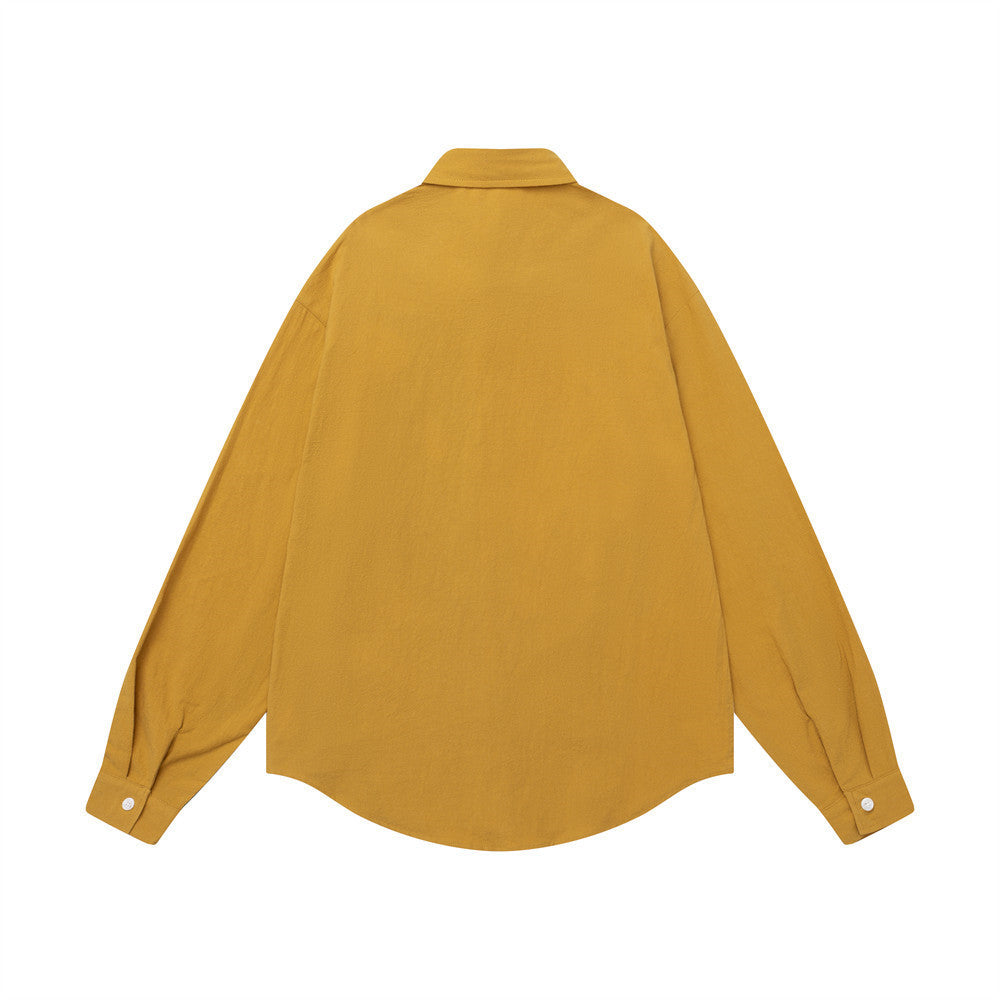 Chemise oversize boutonnée à manches longues, colorblock chien cartoon – Coupe décontractée