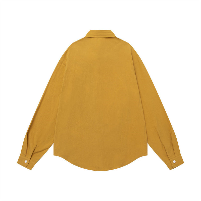 Chemise oversize boutonnée à manches longues, colorblock chien cartoon – Coupe décontractée
