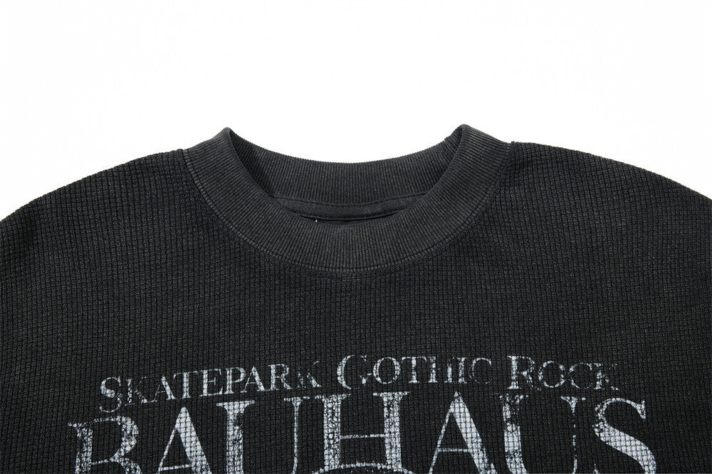 Bauhaus Gothic Rock Waffle Knit Long Sleeve Shirt – Vintage Band Graphic Tee