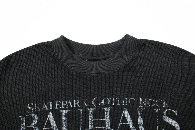 Bauhaus Gothic Rock Waffle Knit Long Sleeve Shirt – Vintage Band Graphic Tee