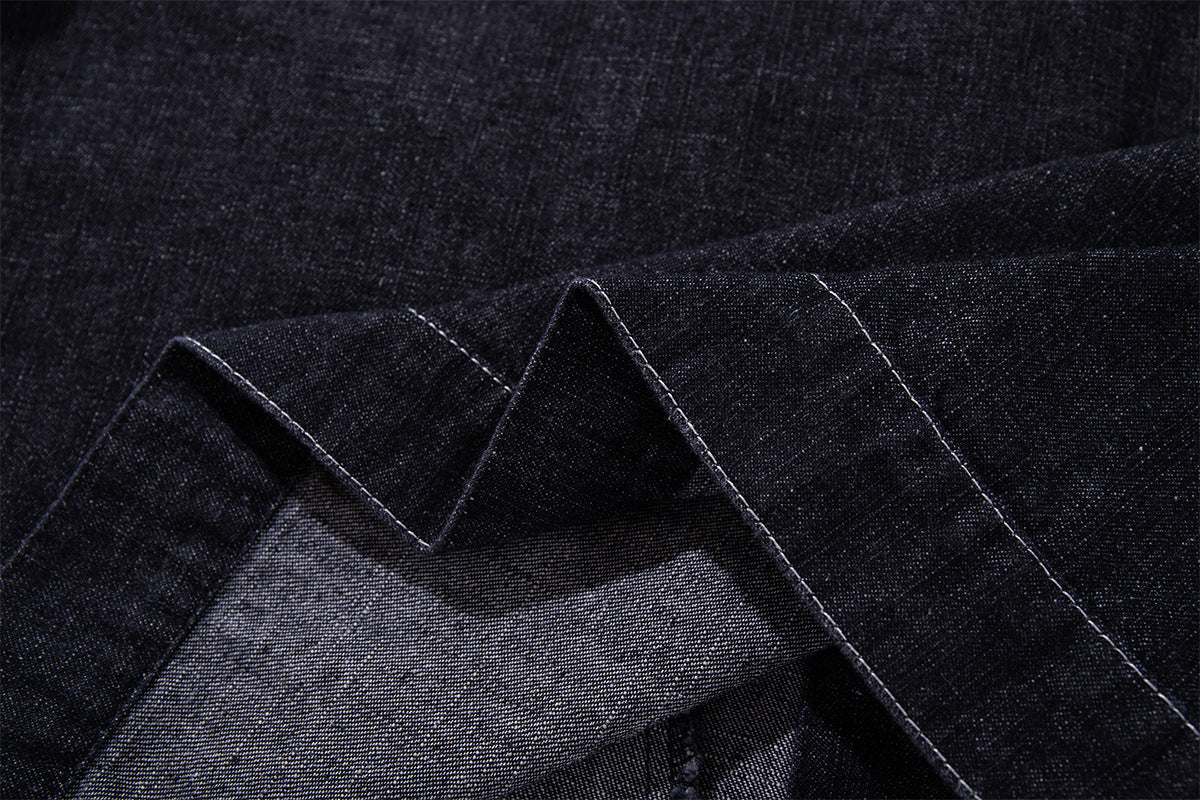Ensemble veste et pantalon en jean – Veste boxy en denim indigo foncé asymétrique