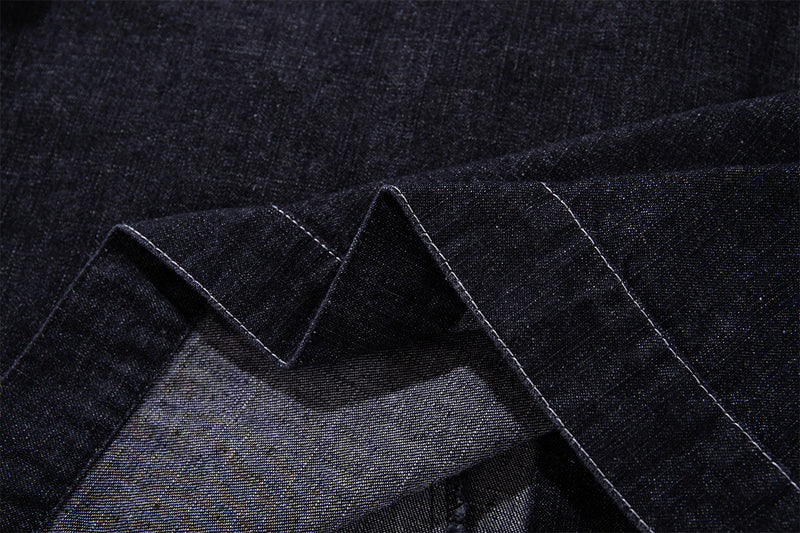 Ensemble veste et pantalon en jean – Veste boxy en denim indigo foncé asymétrique