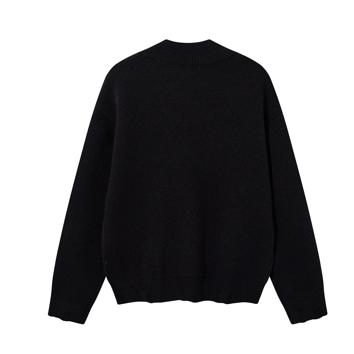 Union Jack Jacquard Knit Sweater – Oversized Crew Neck with Distressed Hem