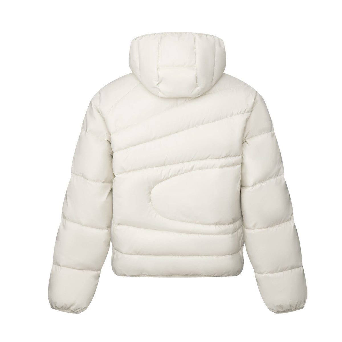 Chaqueta Plumífera con Capucha y Acolchado Diagonal – Corte Oversize