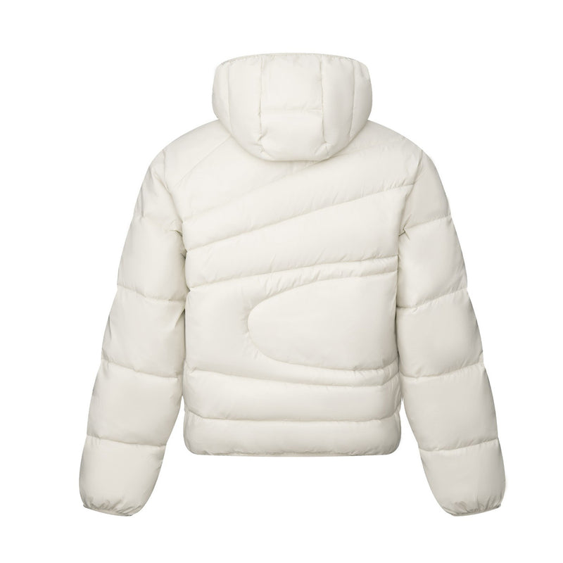 Chaqueta Plumífera con Capucha y Acolchado Diagonal – Corte Oversize