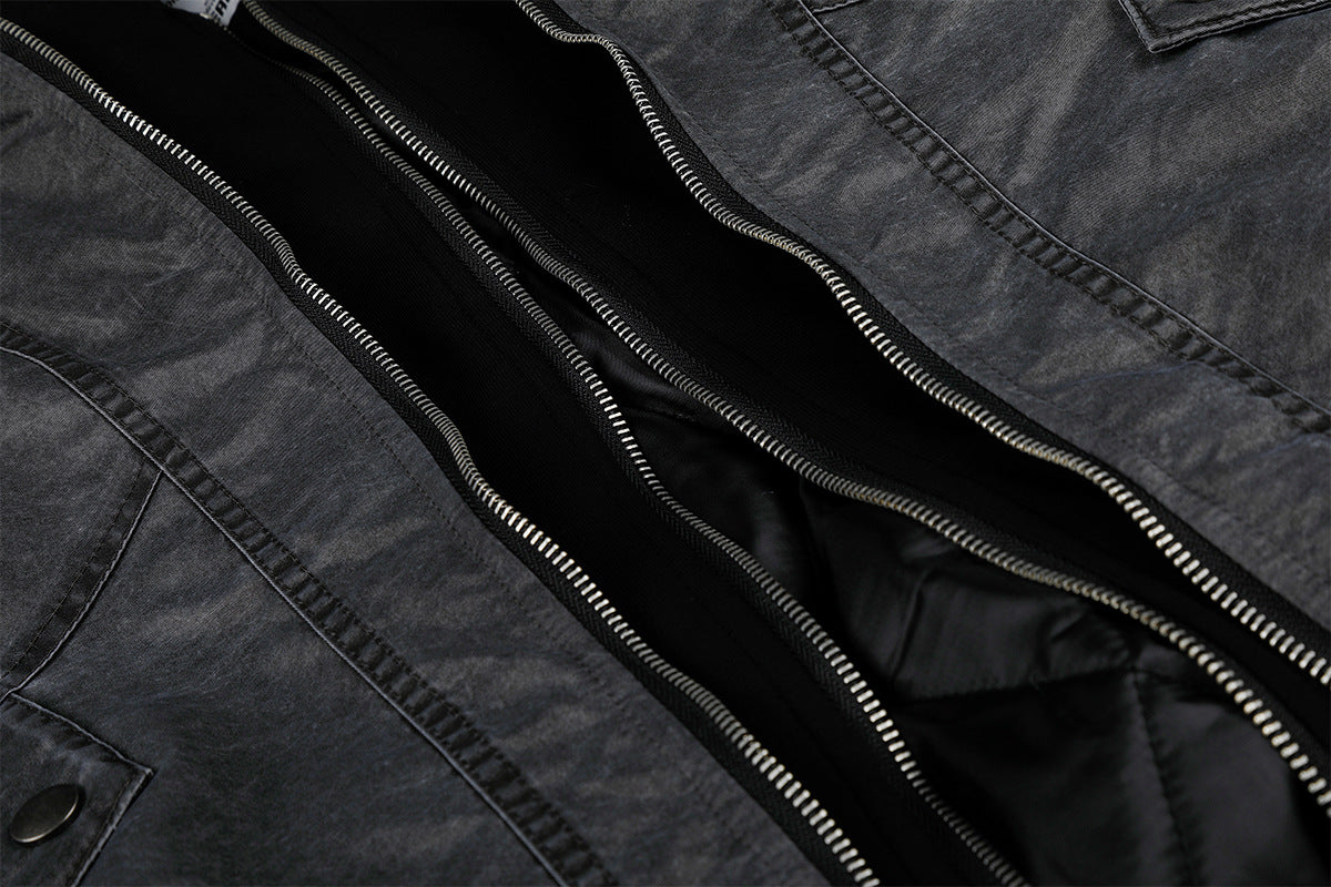 Oversized Padded Bomber Jacket – Faux Two-Piece Hooded Cotton Outerwear