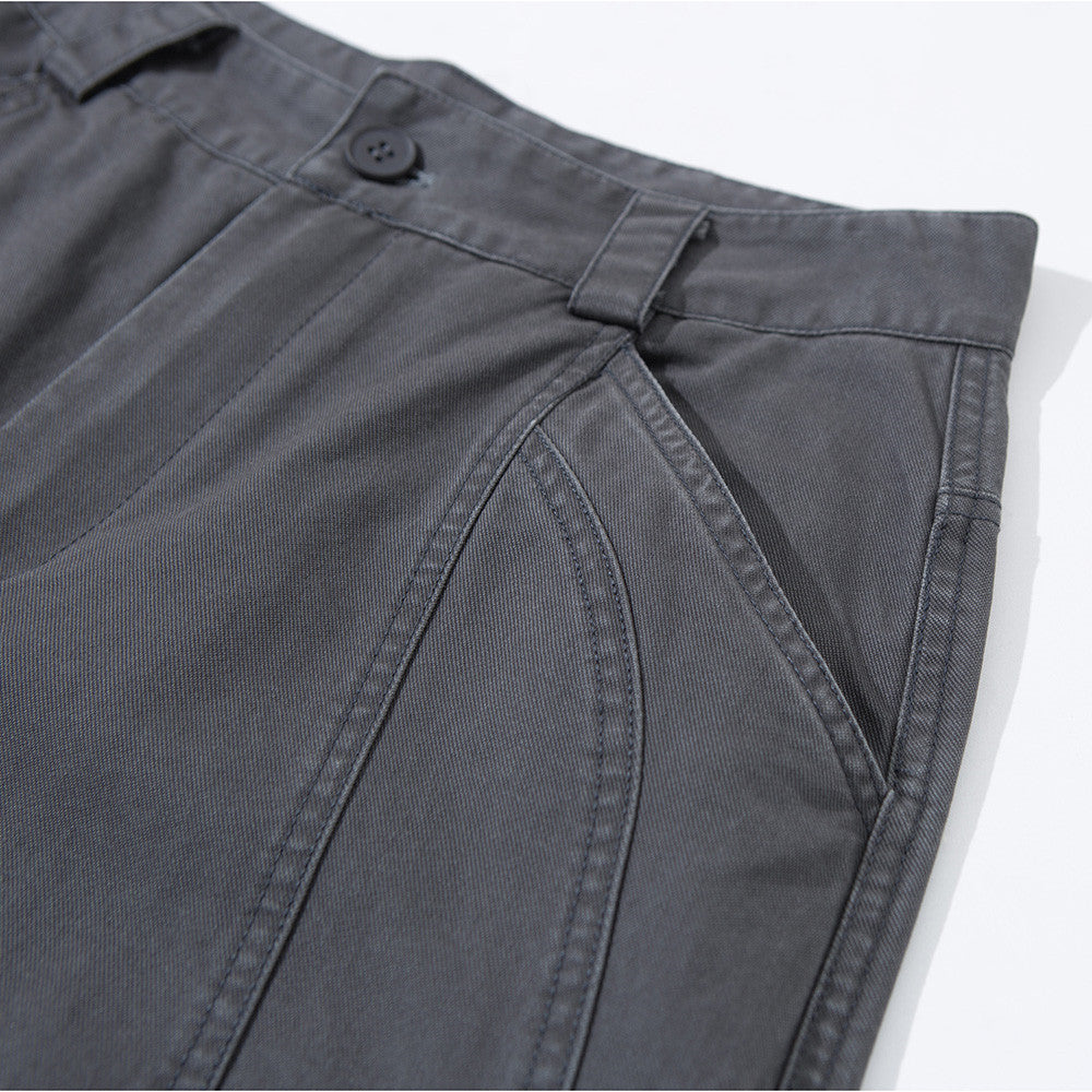 Wide-Leg Utility Pants – Panelled Straight-Fit Workwear Trousers