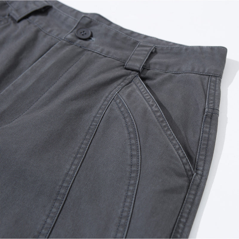 Wide-Leg Utility Pants – Panelled Straight-Fit Workwear Trousers