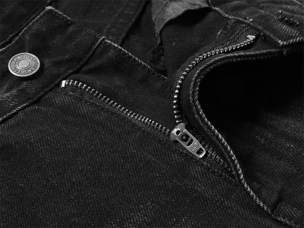 Men's Punk Wide-Leg Jeans with Metal Eyelet Detail – Deconstructed Baggy Denim