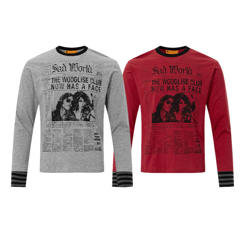 T-shirt à manches longues avec imprimé journal – Motif rock Sad World