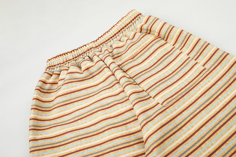 Pantalon de survêtement rayé à jambes larges – Coupe droite ample avec cordon