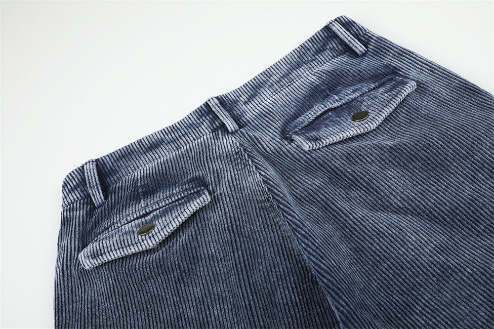 Herren-Cargohose aus Cord – Weites Bein, viele Taschen, Vintage-Washed-Look