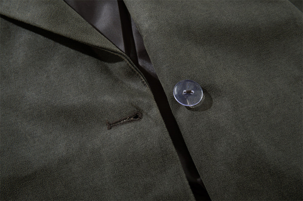 Veste blazer homme casual chic – Fermeture à boucle métallique gris-vert