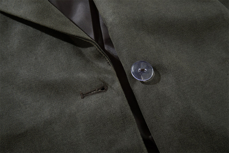 Veste blazer homme casual chic – Fermeture à boucle métallique gris-vert