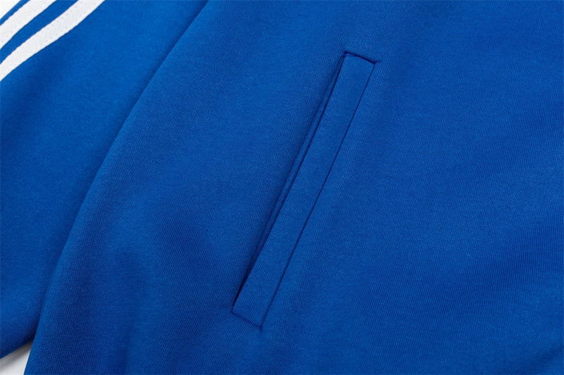 Men's Zip-Up Track Jacket with Stripe Sleeves and Crest Badge