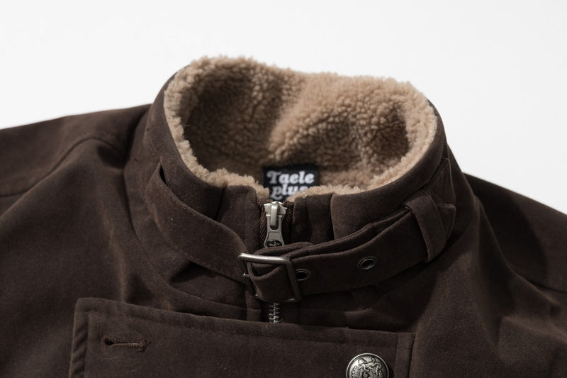 Herren-Doppelreiher – Vintage-Military-Bomberjacke mit Sherpa-Kragen