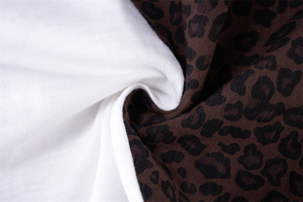 Men's Long Sleeve Raglan T-Shirt – Leopard Print Sleeves & Iron Cross Graphic