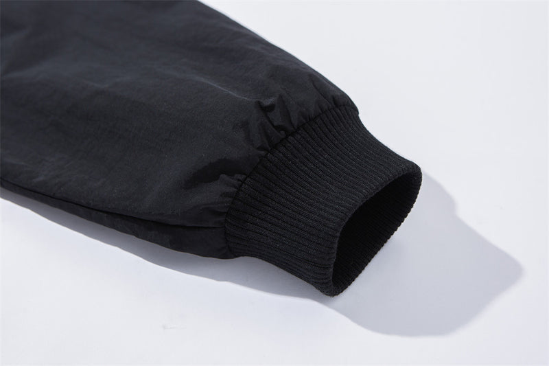 Black Zip Up Hoodie Mens Plaid Contrast Hood Bomber Jacket