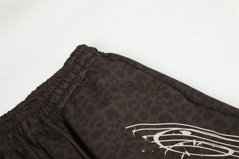 Wide-Leg Sweatpants with Side Stripes & Music Note Print