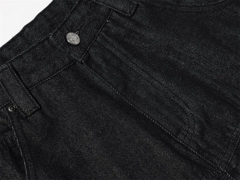 Black Baggy Cargo Jeans Men – Wide-Leg Denim with Large Utility Pockets