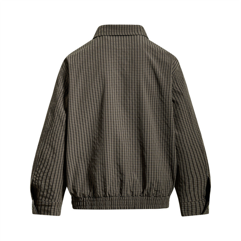 Mens Plaid Suit Jacket Oversized Harrington Streetwear Coat