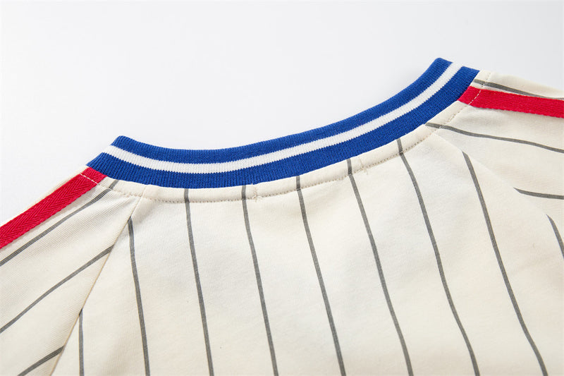 Pinstripe Soccer Jersey T-Shirt – Number 7 V-Neck Oversized Tee