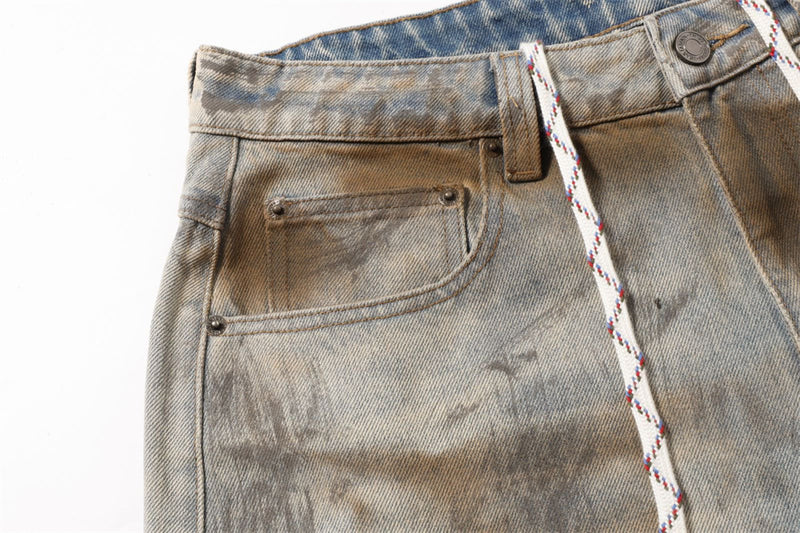 Distressed Jeans for Men – Baggy Wide-Leg Tie-Dye Washed Denim