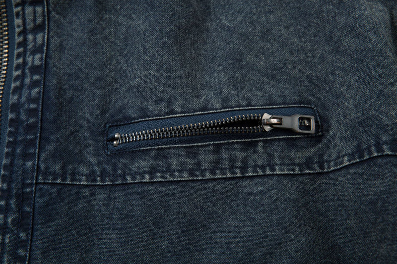 Oversized Washed Denim Jacket – Boxy Belted Hem, Acid-Wash Workwear Style