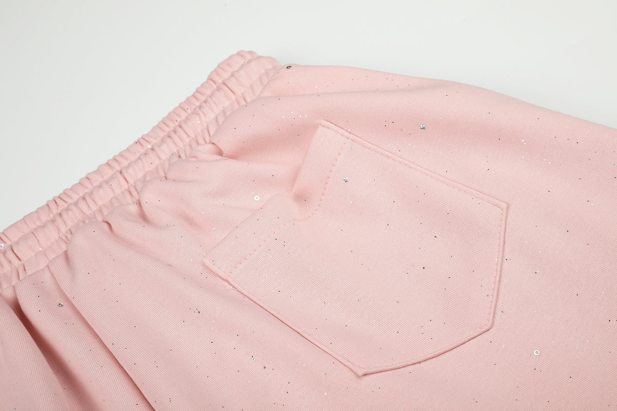 Wide-Leg Sweatpants with Glitter Speckle Fabric & Script Graphic