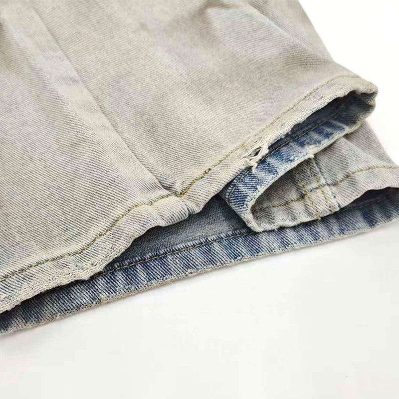 Gradient Tie-Dye Washed Wide-Leg Jeans – Vintage Punk Distressed Straight Fit