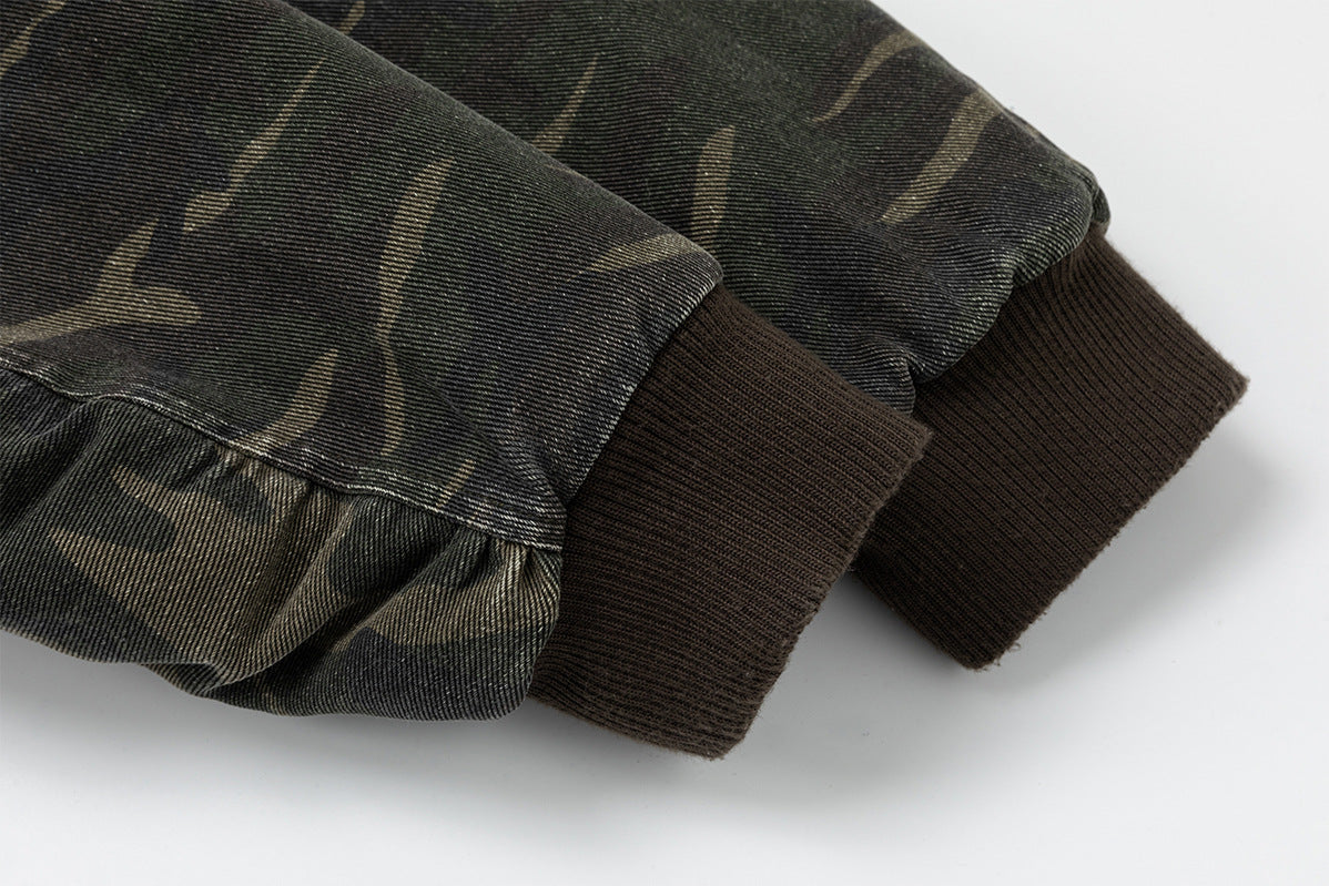 Fur-Trim Hood Bomber Jacket – Camo & Leopard Print Padded Outerwear