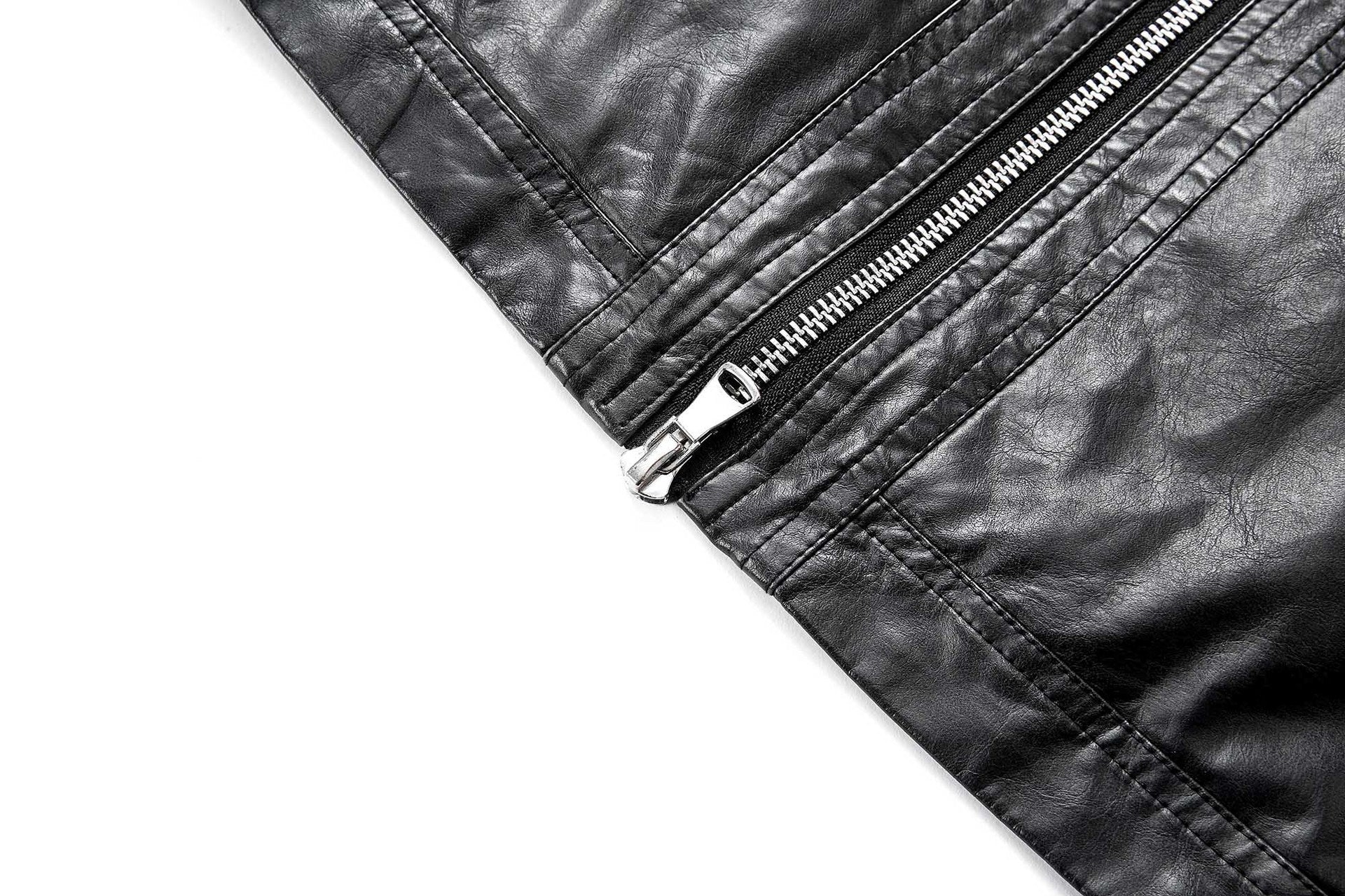 Veste biker moto homme en simili cuir noir – Coupe décontractée, style racer rétro