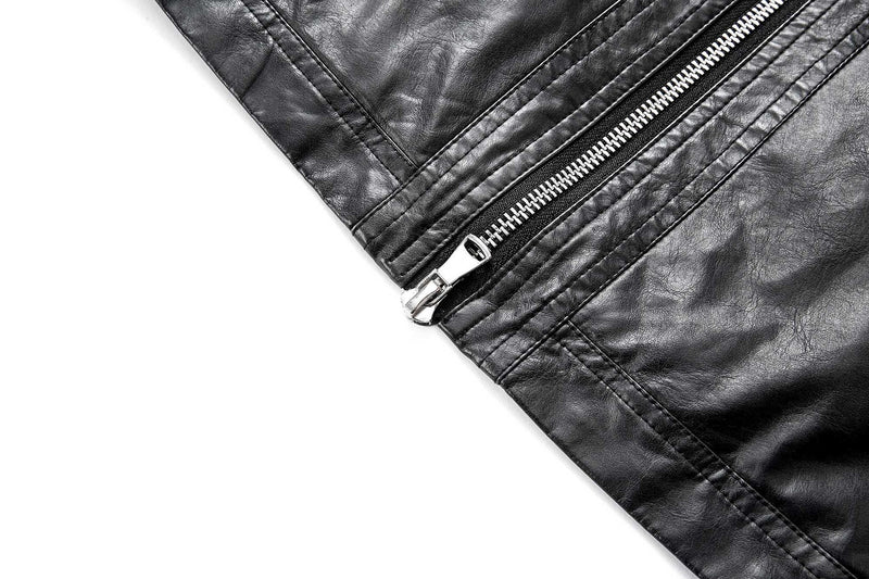 Veste biker moto homme en simili cuir noir – Coupe décontractée, style racer rétro