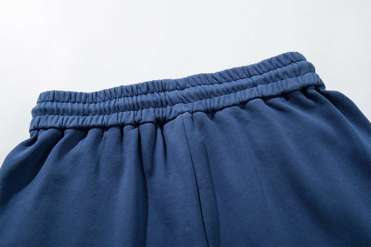 Wide-Leg Sweatpants – Vintage Washed Heraldic Graphic, Relaxed Straight Fit