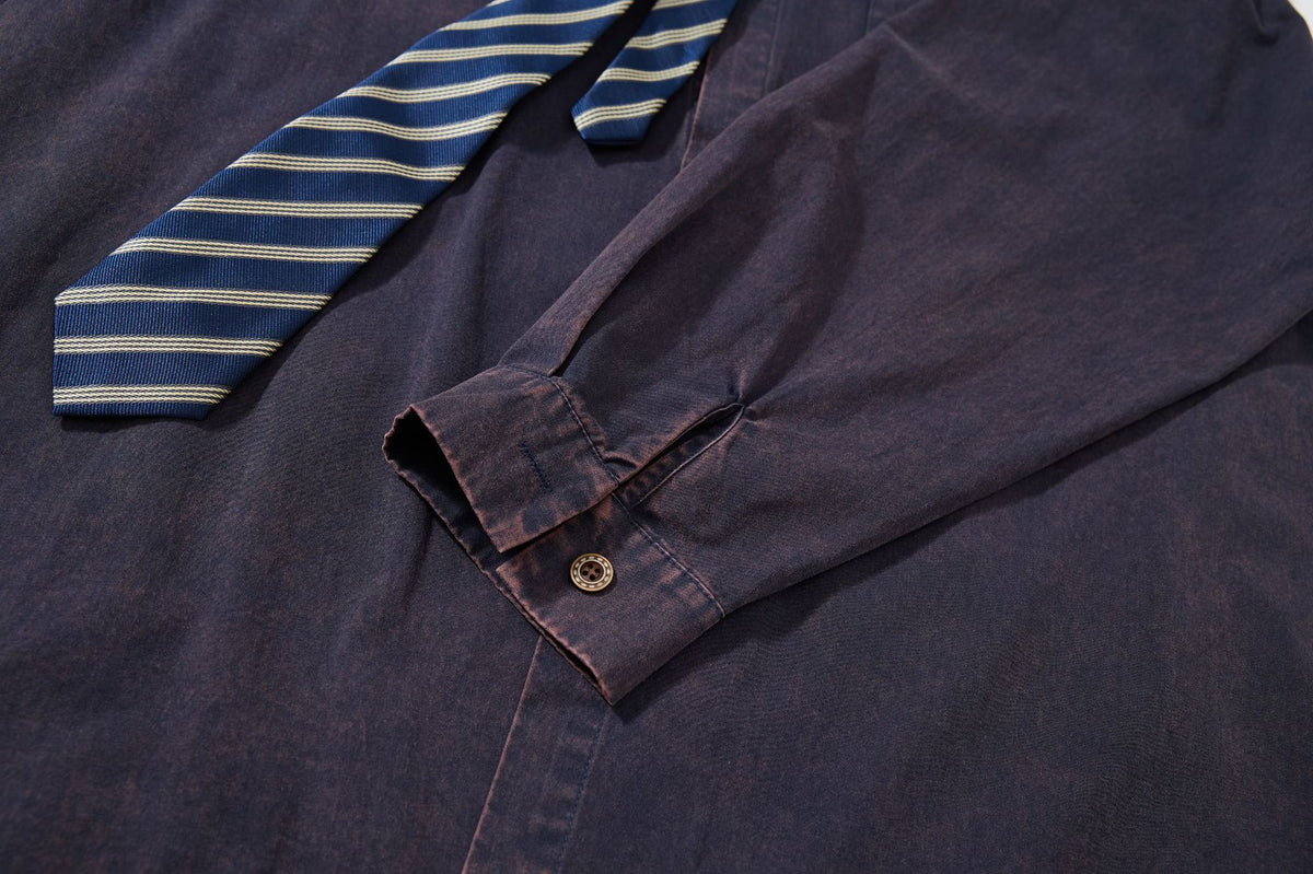 Tan Long Sleeve Shirt with Detachable Tie – Heart & Hook Embroidered Campus