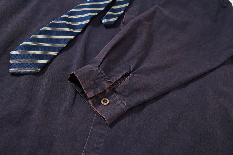 Tan Long Sleeve Shirt with Detachable Tie – Heart & Hook Embroidered Campus