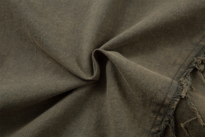 Veste-chemise en jean délavé effiloché – Surchemise patchwork déconstruite