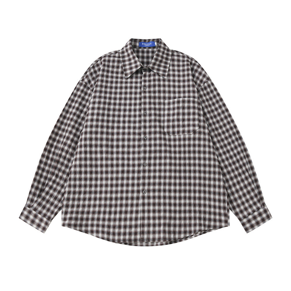 Men's Plaid Flannel Oversized Long-Sleeve Button-Down Shirt