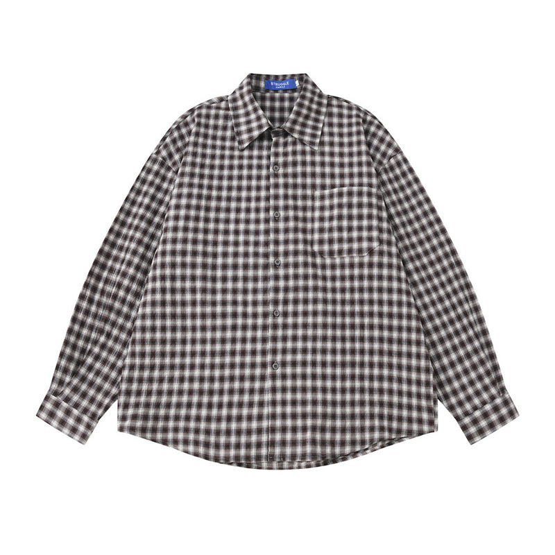 Men's Plaid Flannel Oversized Long-Sleeve Button-Down Shirt