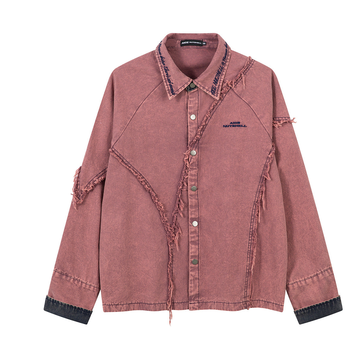 Veste-chemise en jean délavé effiloché – Surchemise patchwork déconstruite