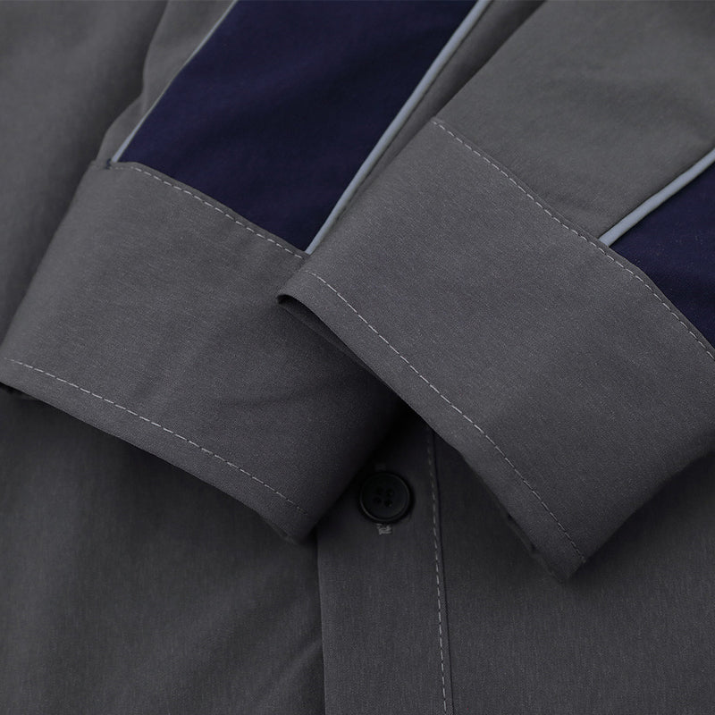 Colorblock Racing Long Sleeve Shirt – Relaxed Fit Moto-Inspired Button-Up