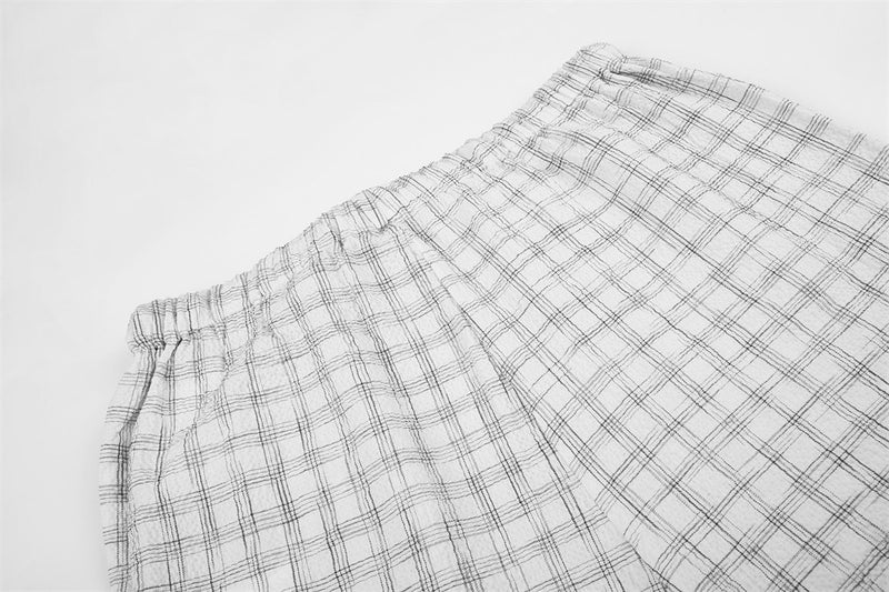 Plaid Wide-Leg Pants – Men's Straight-Fit Casual Trousers
