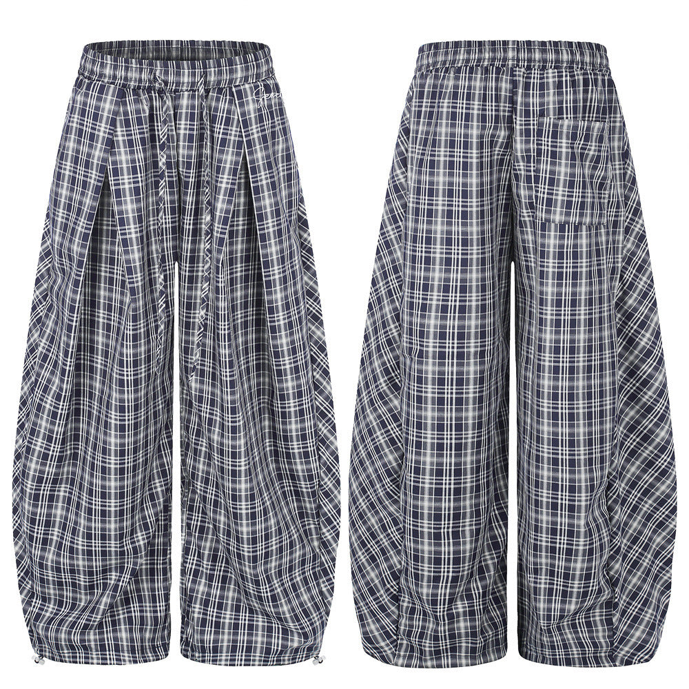 American Vintage Plaid Wide-Leg Pants – Oversized Baggy Trousers