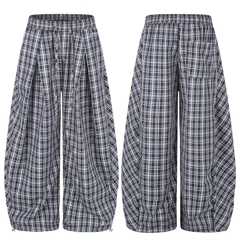 American Vintage Plaid Wide-Leg Pants – Oversized Baggy Trousers