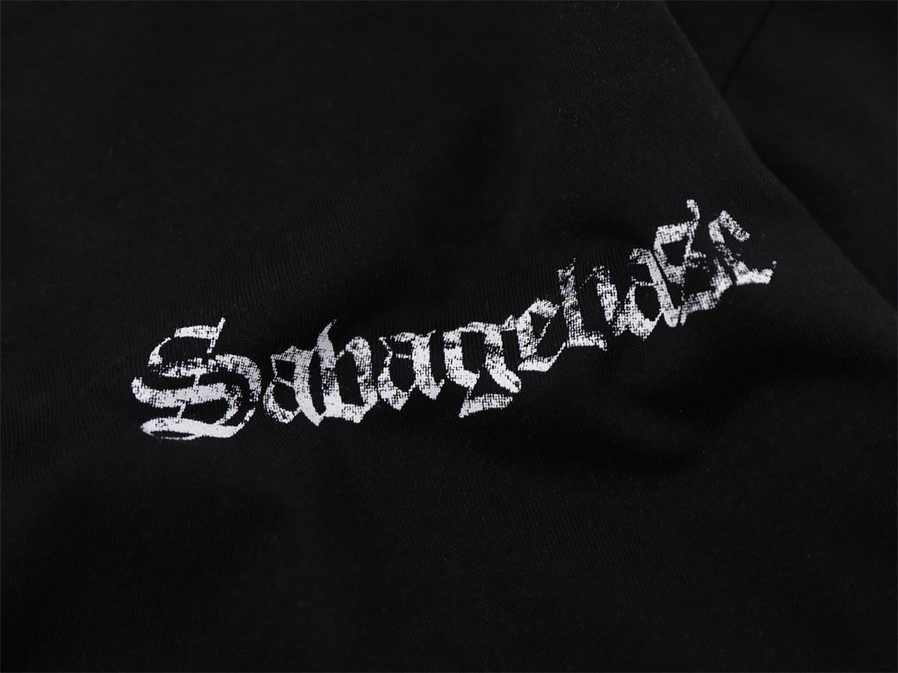 Savage Base Fake-Zweiteiler mit karierten Patchwork-Ärmeln – Oversized-Langarmshirt für Herren