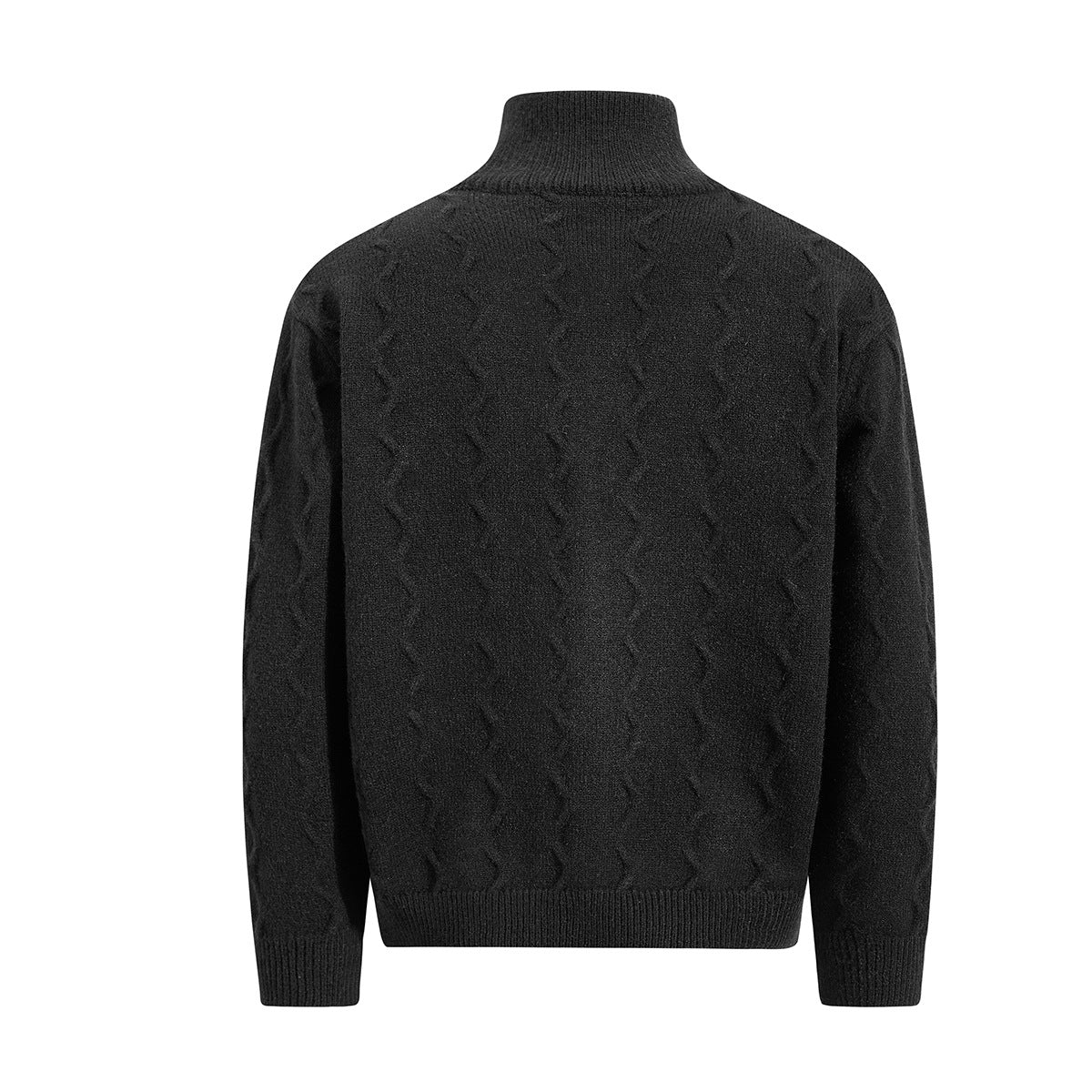 Men's Cable Knit Full-Zip Turtleneck Sweater Jacket
