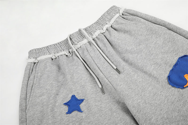 Pantalon de survêtement à jambes larges avec étoiles appliquées – Jogger homme streetwear hip-hop