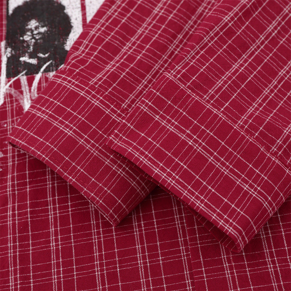Chemise homme à carreaux manches longues avec imprimé graphique Savage Base Mugshot