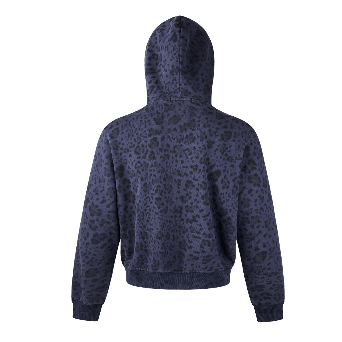 Leopard Print Zip-Up Hoodie – Vintage Washed Fleece Cardigan
